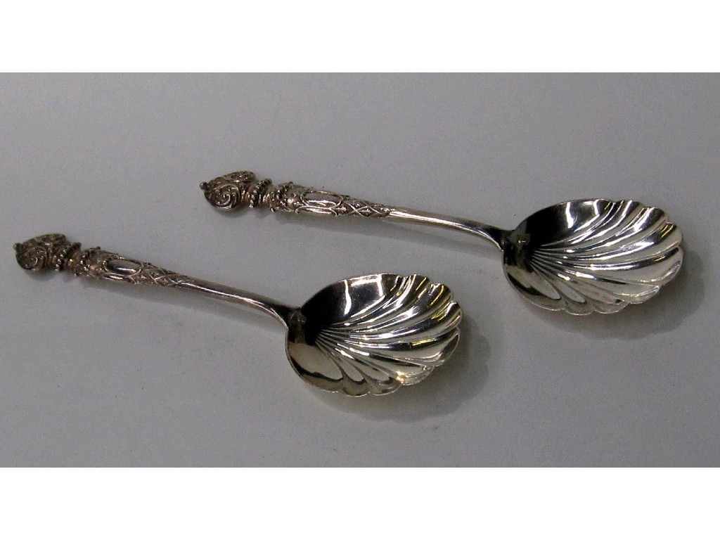 Appraisal: Pair of silver serving spoons Sheffield