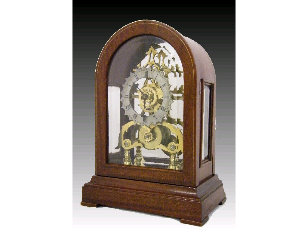 Appraisal: Single fusee brass skeleton clock the silvered chapter ring upon