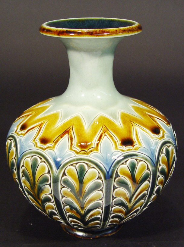 Appraisal: Doulton Lambeth stoneware vase by Emily Stormer incised with leaves