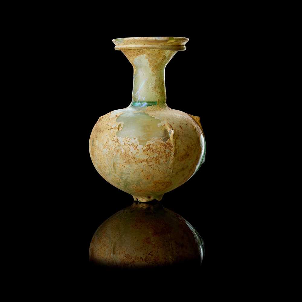 Appraisal: ROMAN POMEGRANATE SHAPED SPRINKLER FLASK TH CENTURY A D glass