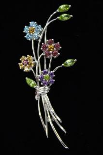 Appraisal: Fortunoff K White Gold Gemstone Floral Brooch The flowers consisting