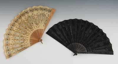 Appraisal: Two Victorian Fans Late th Century Both having transparent fabric