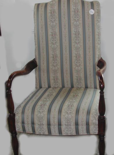 Appraisal: William IV-Style Mahogany Armchair the padded and domed back joined