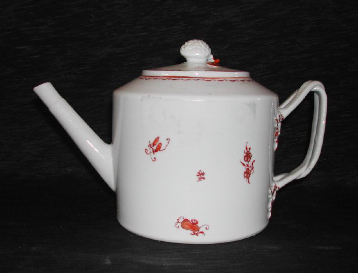 Appraisal: Cylindrical Chinese Export Rouge de Fer-Decorated Porcelain Teapot fourth quarter