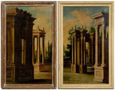 Appraisal: Pair Old Master paintings architectural capriccios unsigned oil on canvas