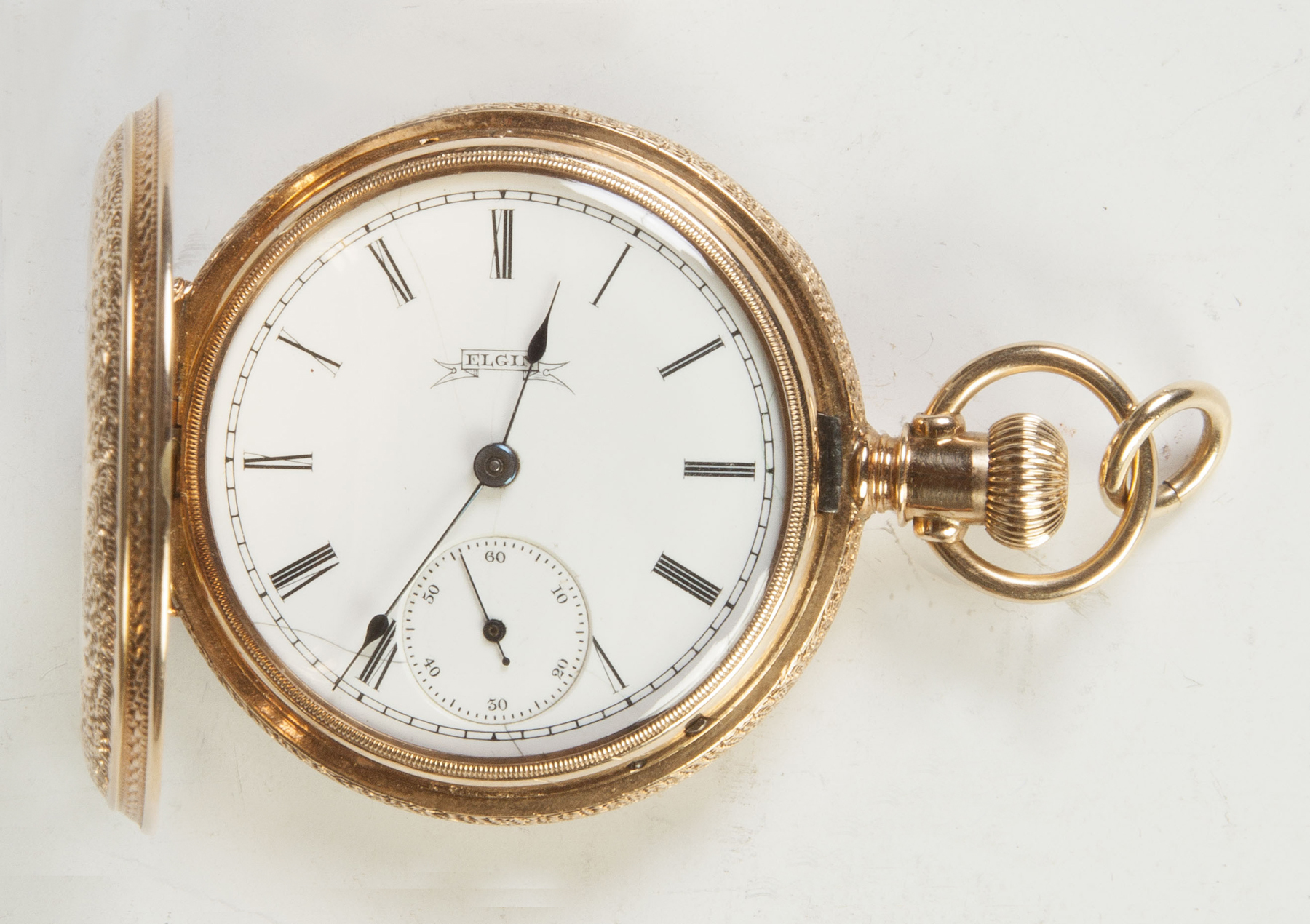 Appraisal: Elgin K Gold Pocket Watch Engraved diamond grams