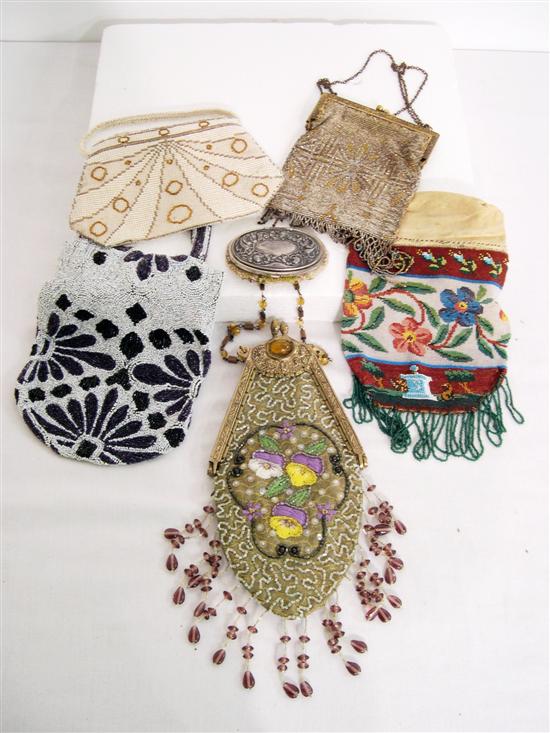 Appraisal: Five beaded purses along with a beaded purse with metal