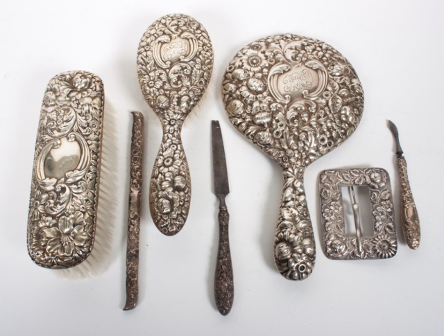 Appraisal: Gorham sterling silver -piece dresser set together with a Stieff