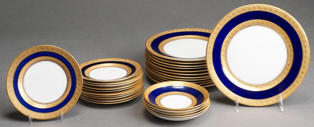 Appraisal: ENGLISH ADDERLEYS LTD GILT COBALT PORCELAIN -PIECE PARTIAL LUNCHEON SERVICE