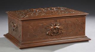 Appraisal: Large French Renaissance Style Carved Walnut Docum Large French Renaissance