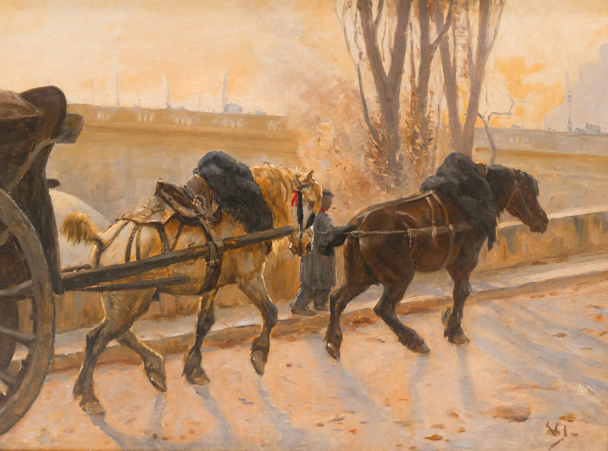 Appraisal: Valdemar Irminger - Danish ''Horse Drawn Wagon'' Oil on Canvas