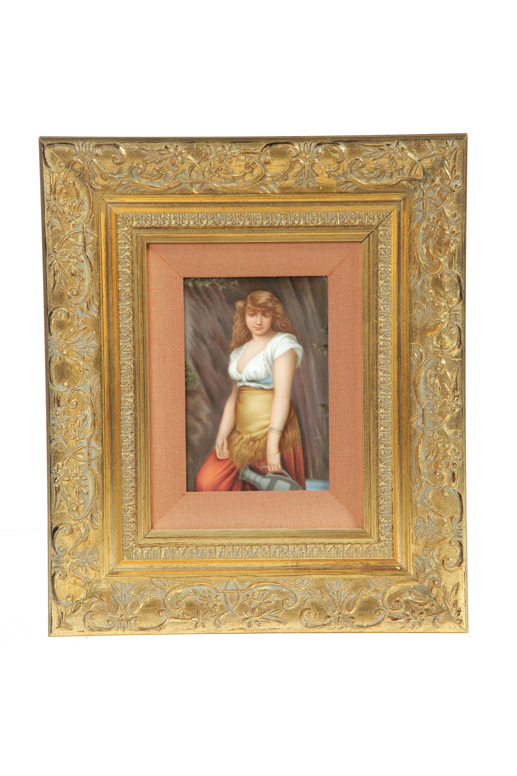 Appraisal: FRAMED PAINTING ON PORCELAIN Marked Made in Germany st quarter-