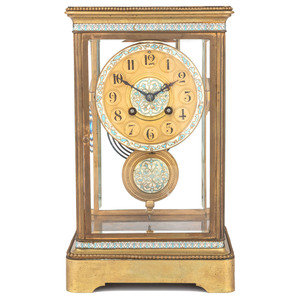 Appraisal: A Japy Freres Gilt Bronze and Champleve Clock th Century