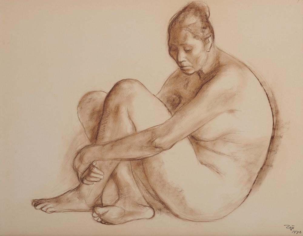 Appraisal: FRANCISCO Z IGA Mexican - Seated Figure pencil on paper