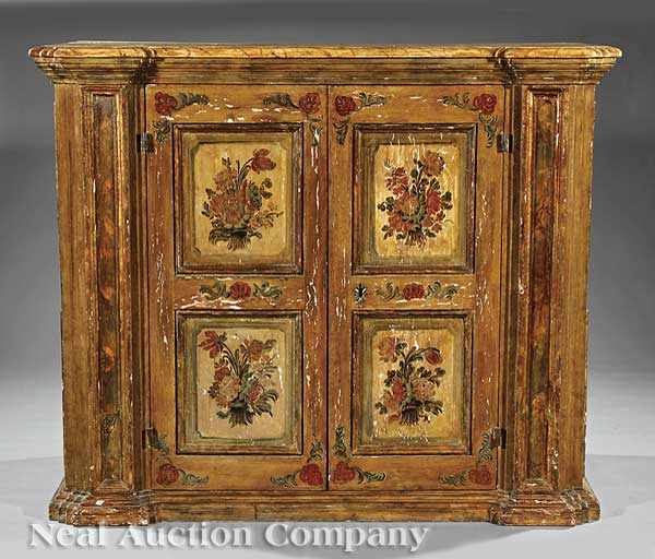 Appraisal: An Antique Italian Painted Credenza th c faux marbre top