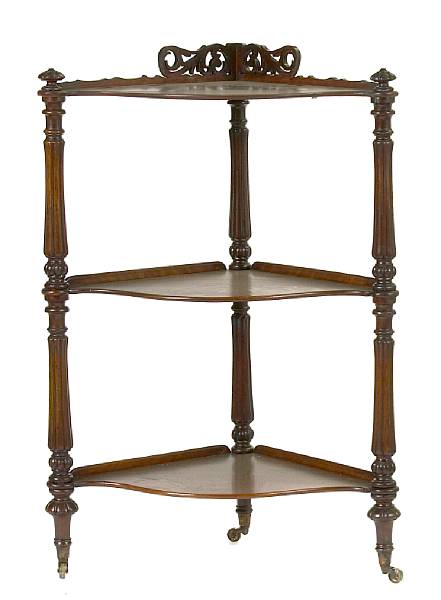 Appraisal: A Victorian mahogany whatnot shelf height in width in depth