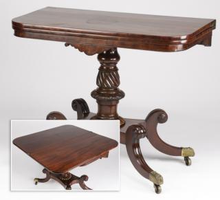 Appraisal: Regency mahogany console games table c Regency mahogany console games