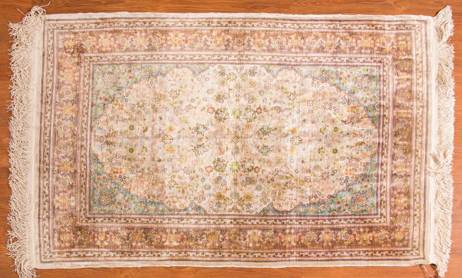 Appraisal: Fine silk Hereke rug approx x Turkey modern Condition Excellent