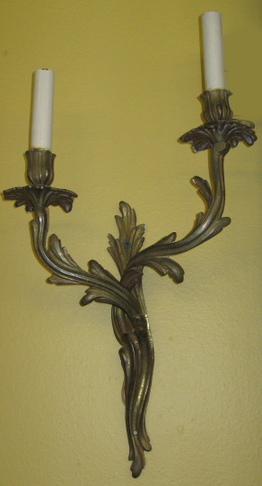 Appraisal: Pair of French Gilded Brass Two-Light Appliques second quarter th