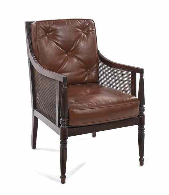 Appraisal: A Sheraton Mahogany Bergere having a straight crest with a