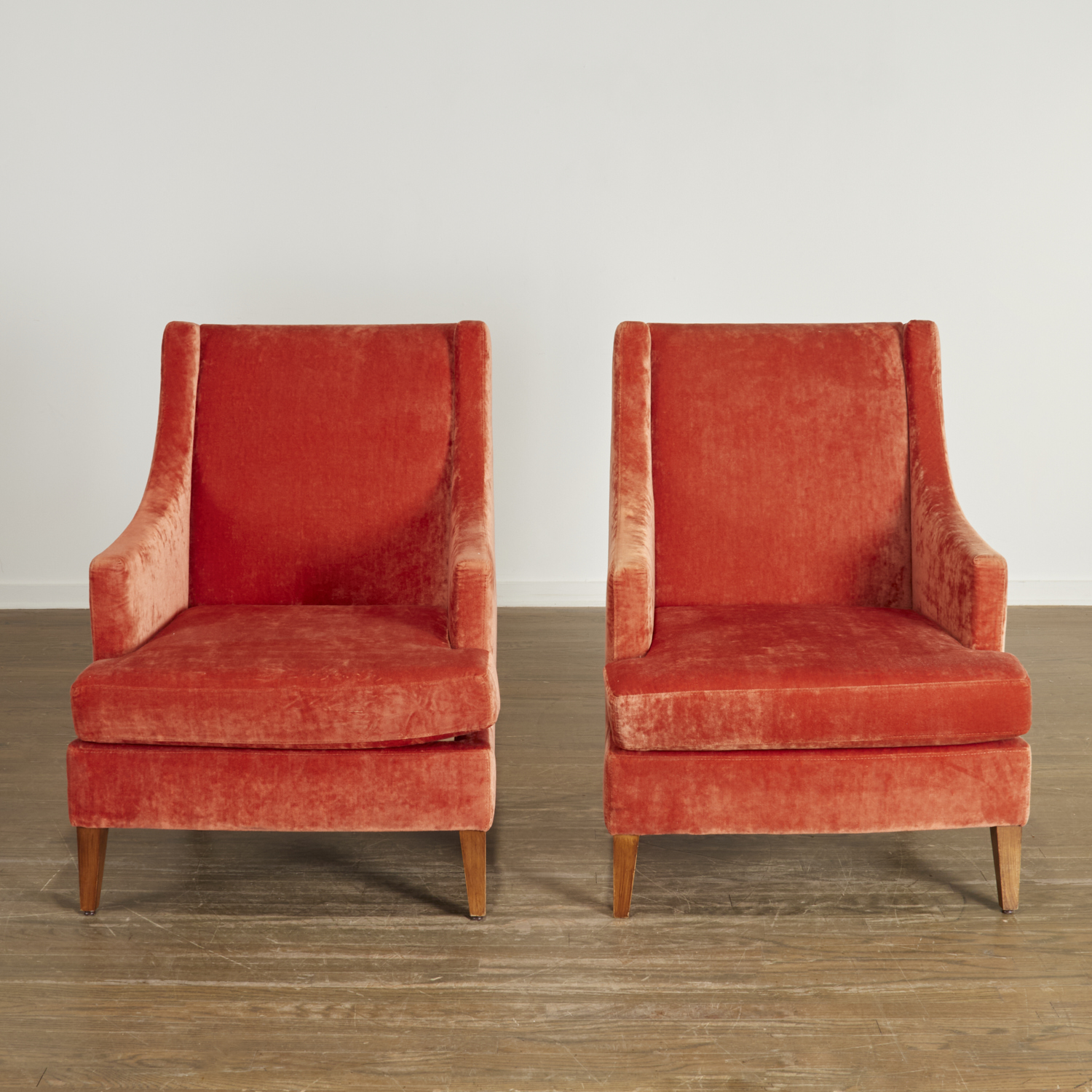 Appraisal: PAIR FRENCH DECO STYLE LOUNGE CHAIRS st c in the