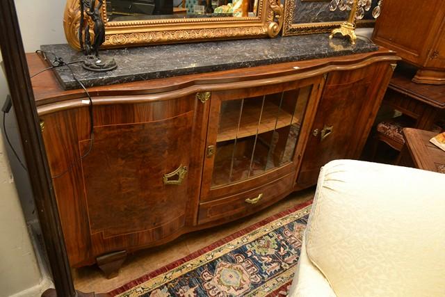 Appraisal: AN IMPRESSIVE FRENCH ART DECO WALNUT WITH MARBLE TOP