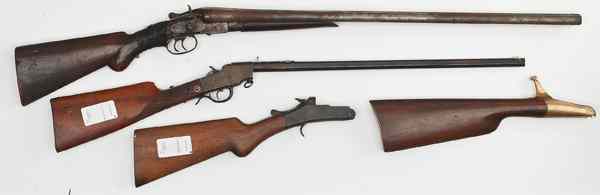 Appraisal: Parts Guns Lot of Three Antique double-barrel ga Hopkins Allen