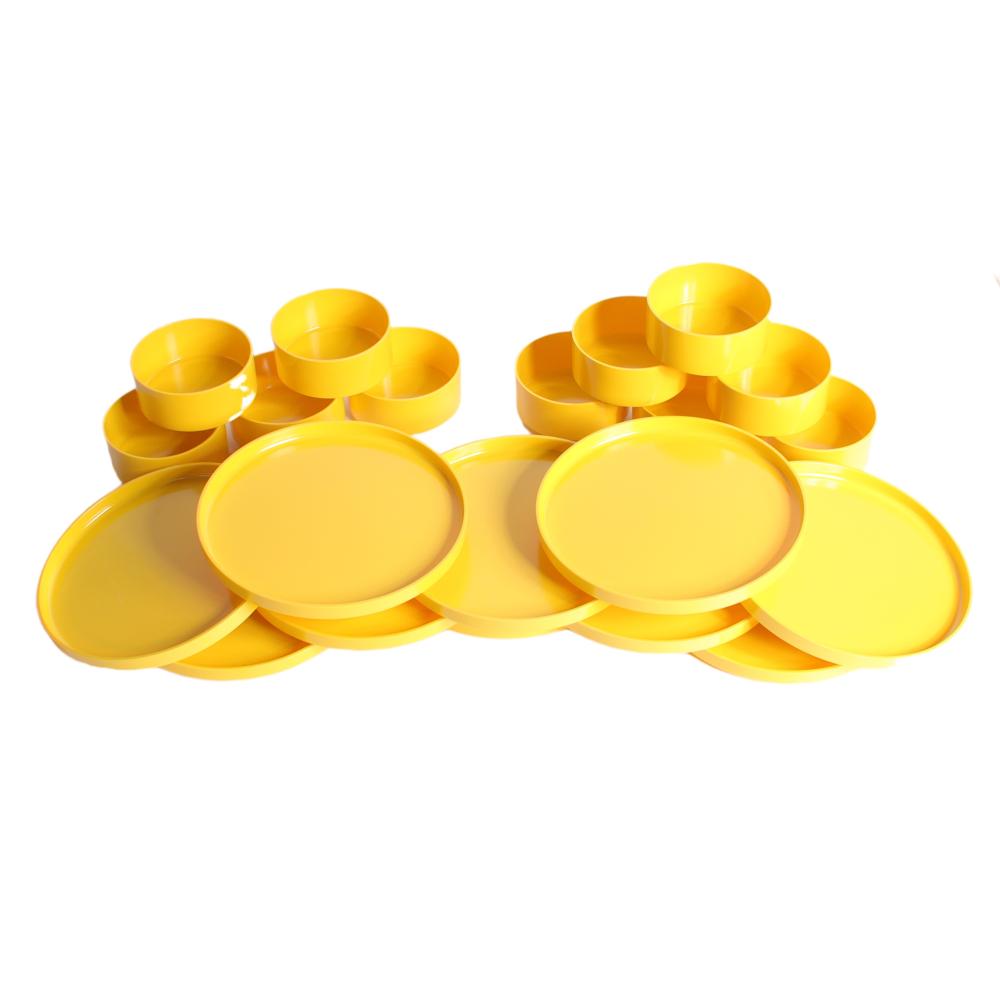 Appraisal: HELLER DESIGN BY MASSIMO VIGNELLI YELLOW STACKABLE DINNER PLATES AND