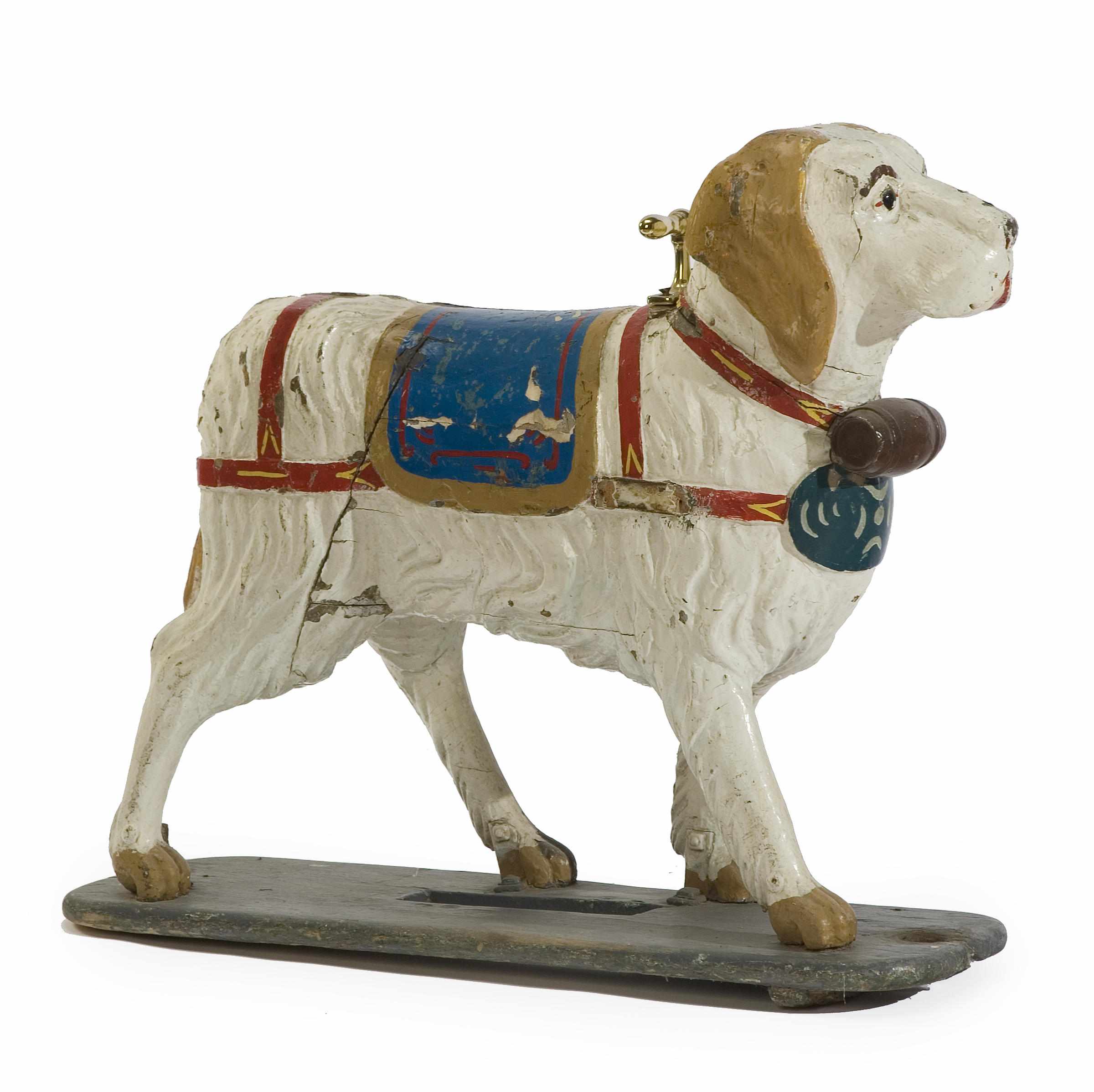 Appraisal: A French carved and painted child's carousel St Bernard dog