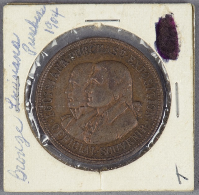 Appraisal: Louisiana Purchase Exposition Souvenir Token So-Called-Dollar Front with busts of