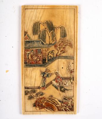 Appraisal: A Chinese carved ivory panel late Qing dynasty from a