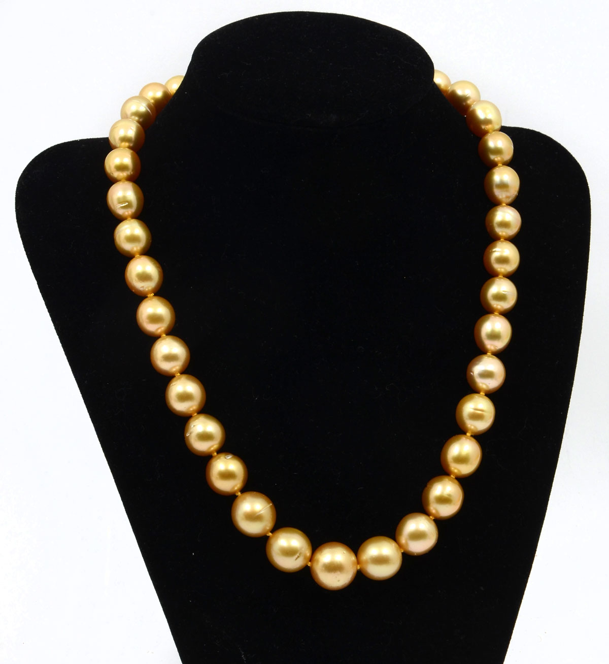 Appraisal: GOLDEN SOUTH SEAS PEARL NECKLACE Single strand of graduated gold