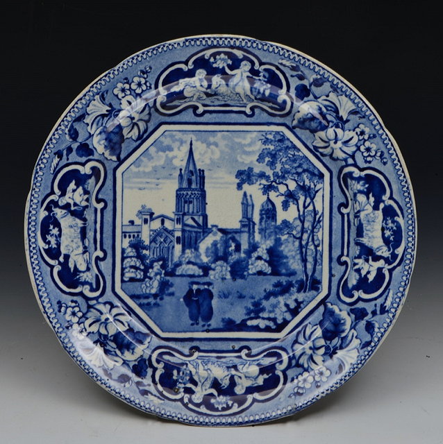 Appraisal: A J W RIDGWAY BLUE AND WHITE PLATE printed with