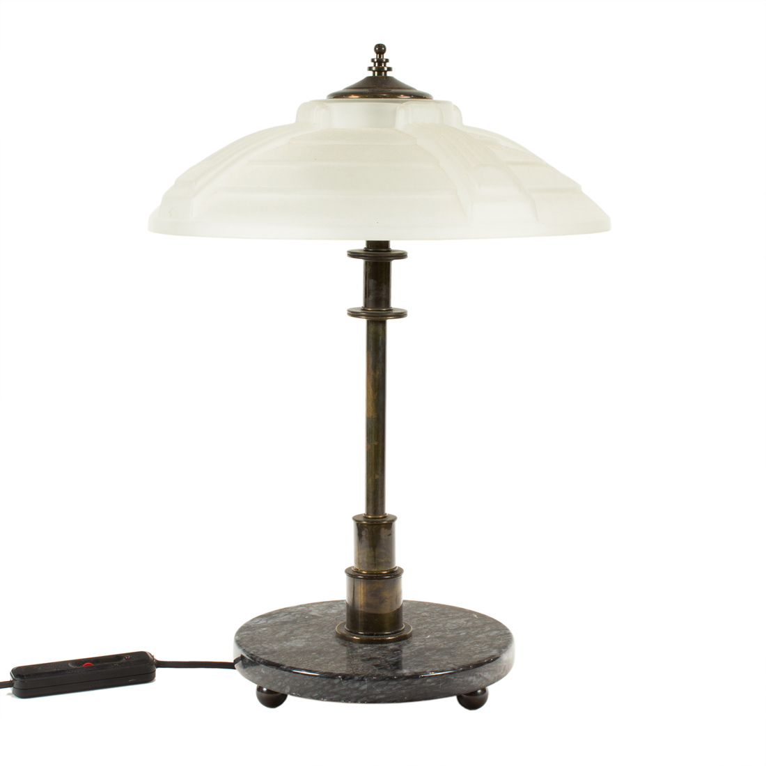 Appraisal: ART DECO STYLE GLASS AND PATINATED METAL TABLE LAMP Art