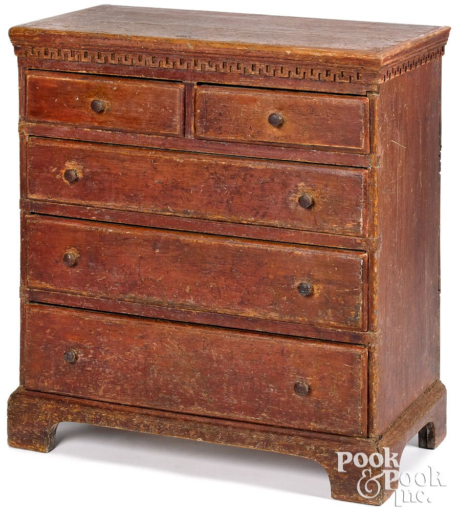 Appraisal: New England painted pine chest of drawers Diminutive New England