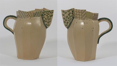 Appraisal: Alison Britton born a tall faceted jug the spout painted