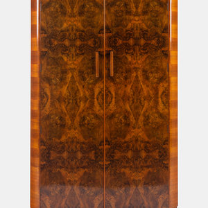 Appraisal: Art Deco Continental Armoire Circa s burl walnut H x