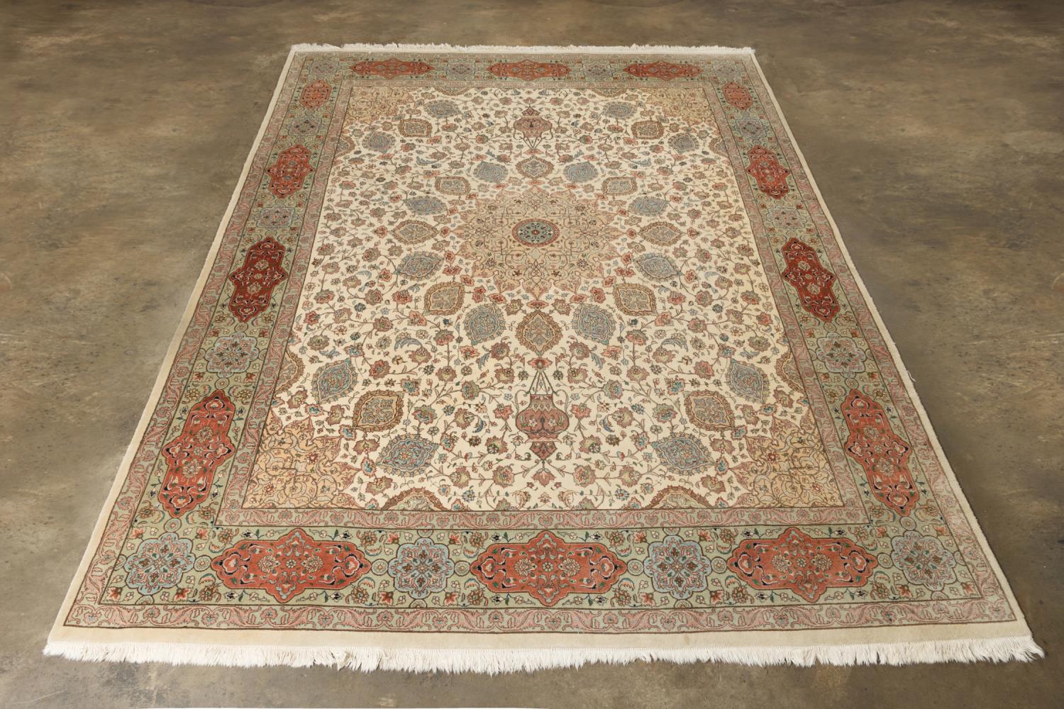 Appraisal: HAND KNOTTED PERSIAN TABRIZ X Hand knotted wool on cotton