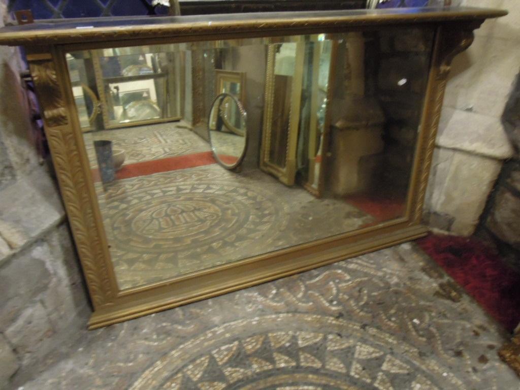 Appraisal: A painted oak framed over mantle mirror of rectangular form