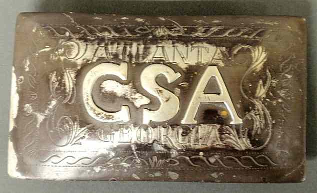 Appraisal: Rare Confederate Civil war metal belt buckle inscribed Atlanta Georgia