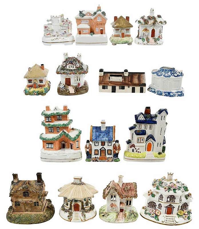 Appraisal: Staffordshire Banks and Miniatures British probably th century including cottage