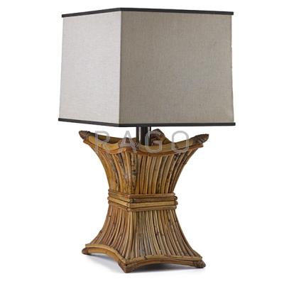 Appraisal: GABRIELLA CRESPI b Table lamp Italy s Bamboo brass linen