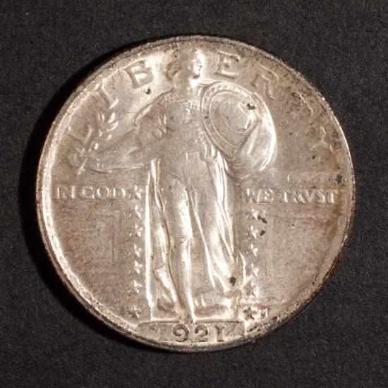 Appraisal: United States standing Liberty type silver quarter dollar AU- weak