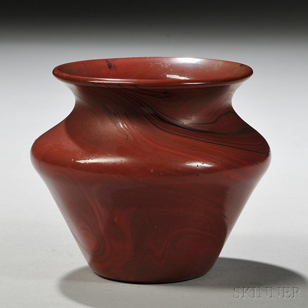 Appraisal: Rare Tiffany Red Agata Vase New York c Flared rim