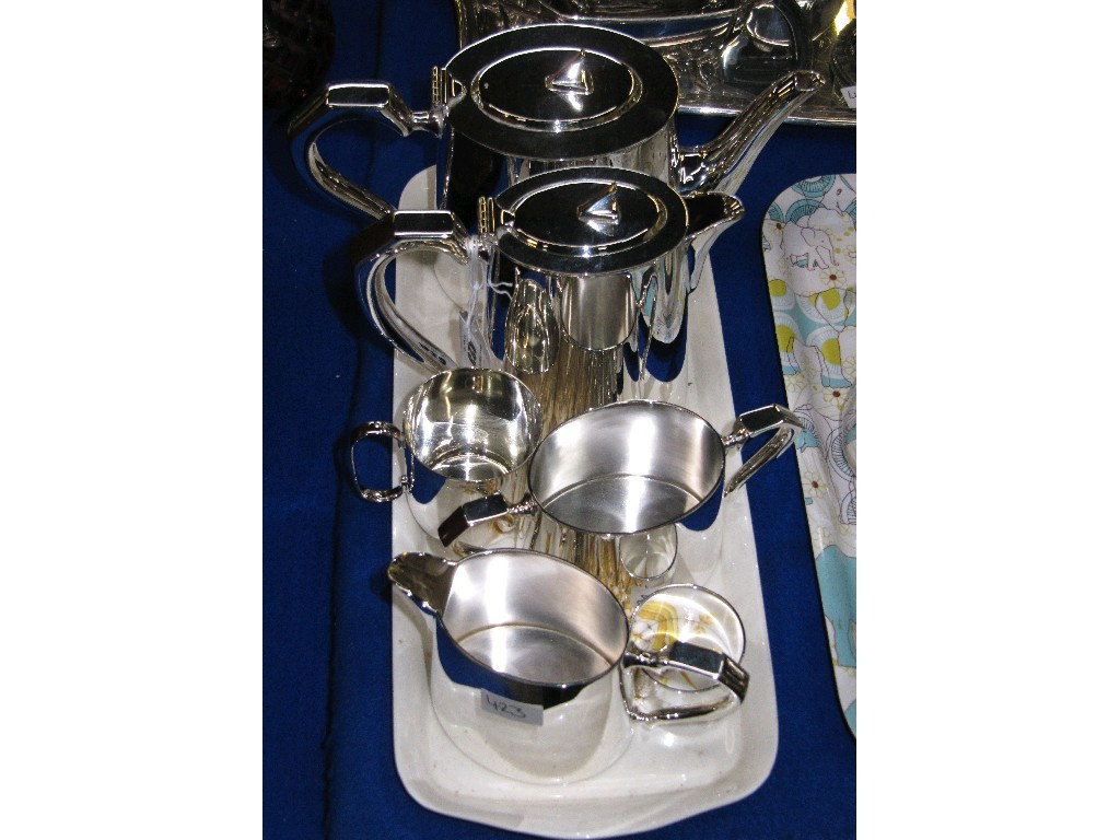 Appraisal: Lot comprising five piece hotelware tea service and a silver