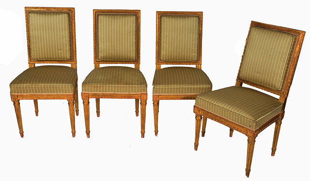 Appraisal: A SET OF FOUR CARVED GILTWOOD LOUIS XVI STYLE SALON