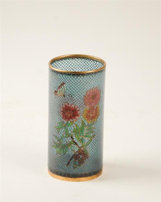 Appraisal: A Plique a Jour Enameled Brushpot or Vase having floral