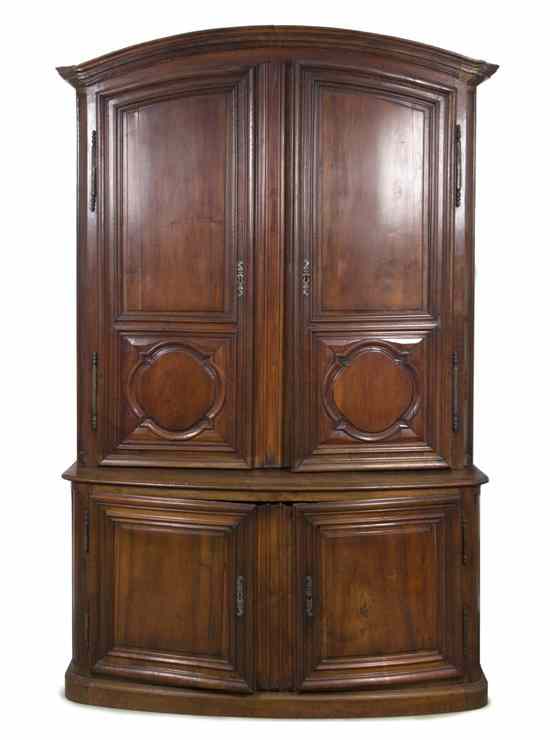 Appraisal: A French Provincial Linen Press in two parts the superstructure