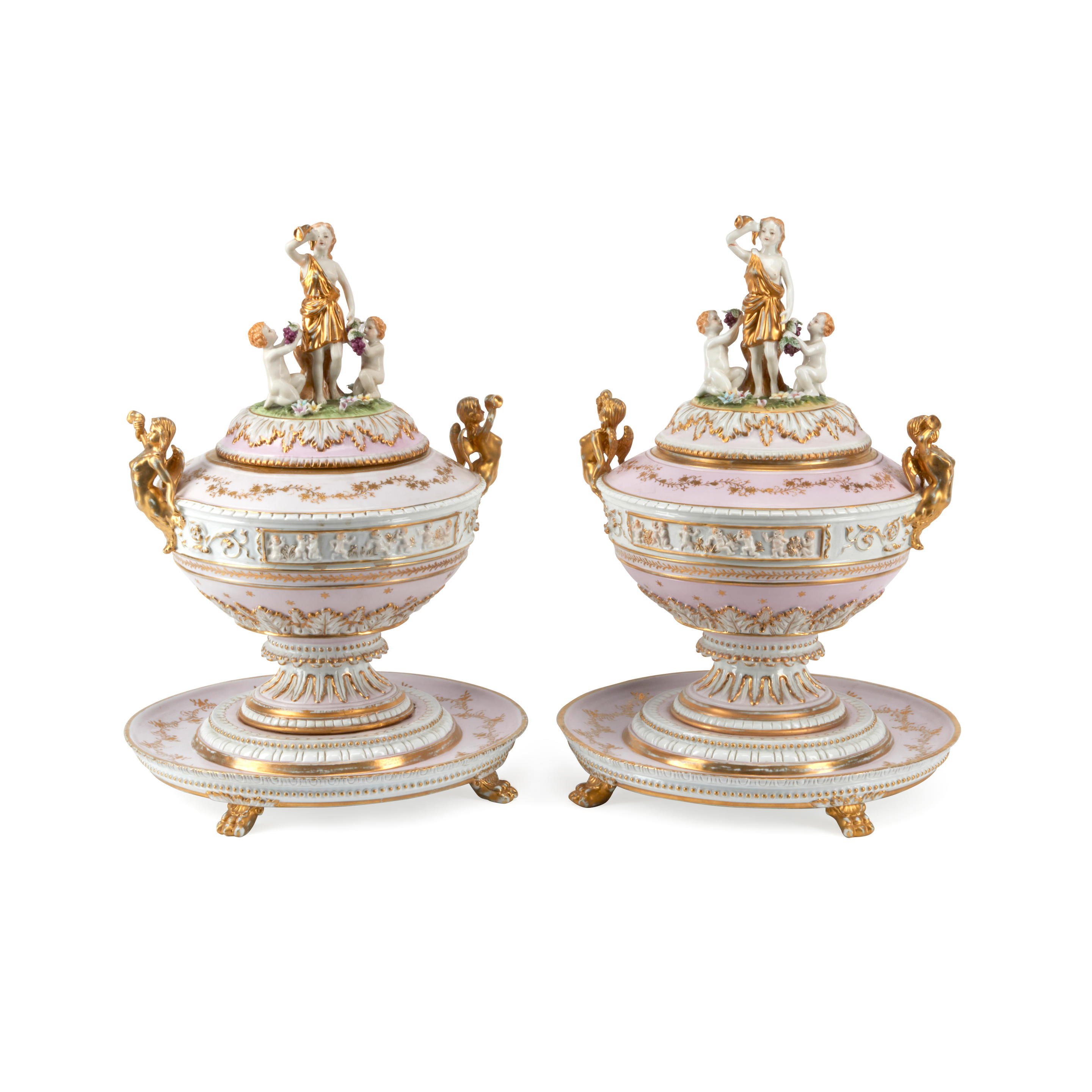 Appraisal: A PAIR OF CONTINENTAL NEOCLASSICAL STYLE MOLDED PORCELAIN TUREENS ON