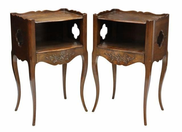 Appraisal: pair French Provincial Louis XV style walnut nightstands late th